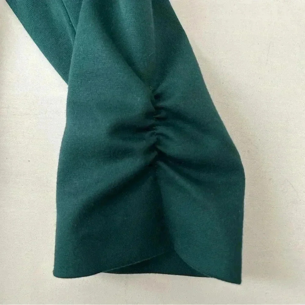 Ricki’s  Blazer Ponte Knit 3/4 Ruched Sleeves Single Breasted Forest Green XS - Picture 7 of 12